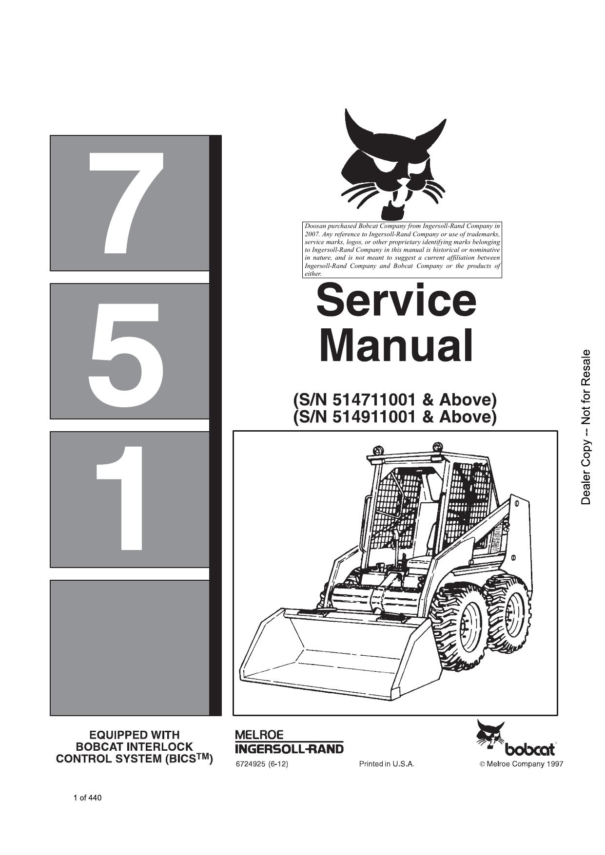 751 Loader Service Manual Bobcat
